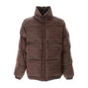 Logo Puffer Jas in Bruin Moschino , Brown , Heren