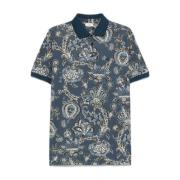 Blauw Poloshirt met Voorknopen Etro , Blue , Heren