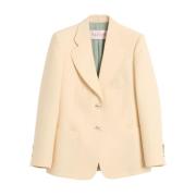 Gele Buitenjas Blazer Pantera Logo Valentino Garavani , Beige , Dames