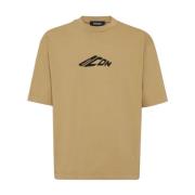 Logo Print Beige Katoenen T-shirt Dsquared2 , Beige , Heren