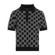 Gebreide polo in zwart en wit Gucci , Black , Dames