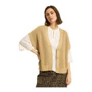 Gebreid vest met knoopsluiting Zand IN Front , Beige , Dames