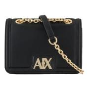 Zwarte schoudertas met metalen details Armani Exchange , Black , Dames