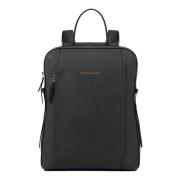 Zwarte leren rugzak Piquadro , Black , Unisex