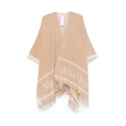 Kameelbruine Cape met Franje Max Mara , Beige , Dames