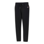 Zwarte katoenen jogger met logoborduursel Sun68 , Black , Dames