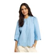 Blauwe Asta Blouse met Geborduurde Motieven IN Front , Blue , Dames