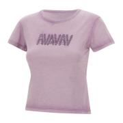 Paarse Katoenen T-shirt met Geborduurd Logo Avavav , Purple , Dames