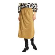 Elastische Taille Rok Zand IN Front , Beige , Dames