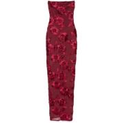 Geborduurde Mesh Maxi Jurk Rotate Birger Christensen , Red , Dames