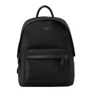 Moderne Nylon Rugzak met Metalen Logo Emporio Armani , Black , Unisex