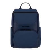 Blauwe Leren en Stoffen Rugzak Piquadro , Blue , Unisex