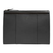 Zwarte leren iPad® clutch met sleutelhanger Piquadro , Black , Dames