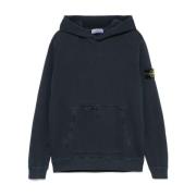 Blauwe Jersey Sweater met Capuchon Stone Island , Blue , Heren