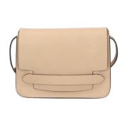 Beige Leren Schoudertas met Magnetische Clip The Bridge , Beige , Dame...