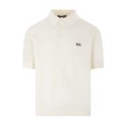 Ivoor Katoenen Poloshirt met Metalen Logo Dolce & Gabbana , Beige , He...