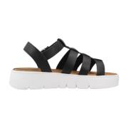 Stijlvolle platte sandalen voor vrouwen Geox , Black , Dames