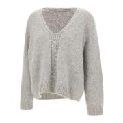 Alpaca Wolmix Grijs Sweater Closed , Gray , Dames