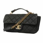 Pre-owned Leather chanel-bags Chanel Vintage , Black , Dames