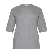 Grijze Melange Gebreide Pullover Trui Kaffe Curve , Gray , Dames