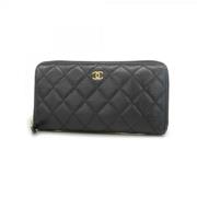 Pre-owned Leather wallets Chanel Vintage , Black , Dames