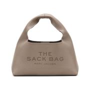 Mini Sack Leren Tas met Logo Marc Jacobs , Gray , Dames