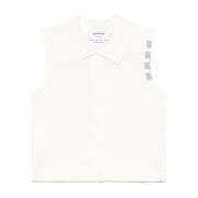 Witte Mouwloze Polokraag Top Thom Browne , White , Dames