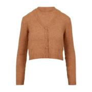 Kameel Wolmix V-hals Vest Roy Roger's , Brown , Dames