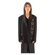 Studded Oversized Blazer in Zwart Babylon , Black , Dames