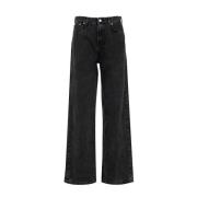 Denim Flare Jeans met Gebruikt Effect Roy Roger's , Black , Dames