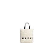 Zachte lamsvacht handtas met logo Marni , White , Dames