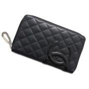 Pre-owned Leather wallets Chanel Vintage , Black , Dames