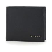 Heren Leren Portemonnee, Zwart, Kaartsleuven Kiton , Black , Heren