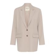 Klassieke Blazer met V-Hals en Klepzakken Cream , Black , Dames