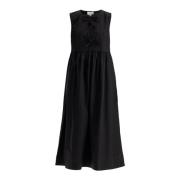 Katoenen Poplin Strikkoord Jurk Ganni , Black , Dames