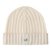 Logo Beanie van extrafijne wol C.p. Company , White , Heren