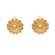 Pre-owned Metal earrings Chanel Vintage , Yellow , Dames