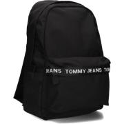 Zwarte Nylon Dome Rugzak met Voorvak Tommy Jeans , Black , Heren