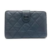 Pre-owned Leather wallets Chanel Vintage , Blue , Dames