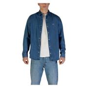 Heren Overhemd Lange Mouw Tommy Jeans , Blue , Heren