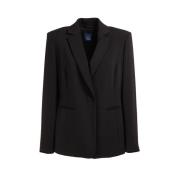 Zwarte Katoenen Blazer met Reverskraag Marina Rinaldi , Black , Dames