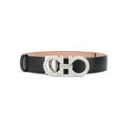 Zwarte Leren Riem Salvatore Ferragamo , Black , Dames