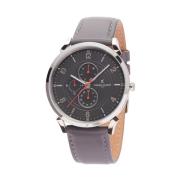 Grijze Herenmode Leren Horloge Pierre Cardin , Gray , Heren