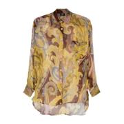 Bloemenprint Doorschijnende Zijden Shirt Etro , Multicolor , Dames