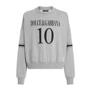 Grijze Hoodie met Geribbelde Afwerking Dolce & Gabbana , Gray , Heren