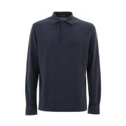 Blauw Katoenen Poloshirt met Kasjmier Corneliani , Blue , Heren