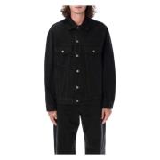 Monogram Denim Jack Zwart Aw24 Palm Angels , Black , Heren