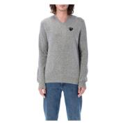 Lichtgrijs Wol V-hals Gebreid Comme des Garçons , Gray , Heren