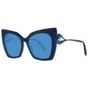 Blauwe Vrouwen Vlinder Zonnebril Swarovski , Blue , Dames