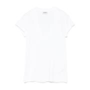 Witte V-hals T-shirts en Polos Dondup , White , Dames